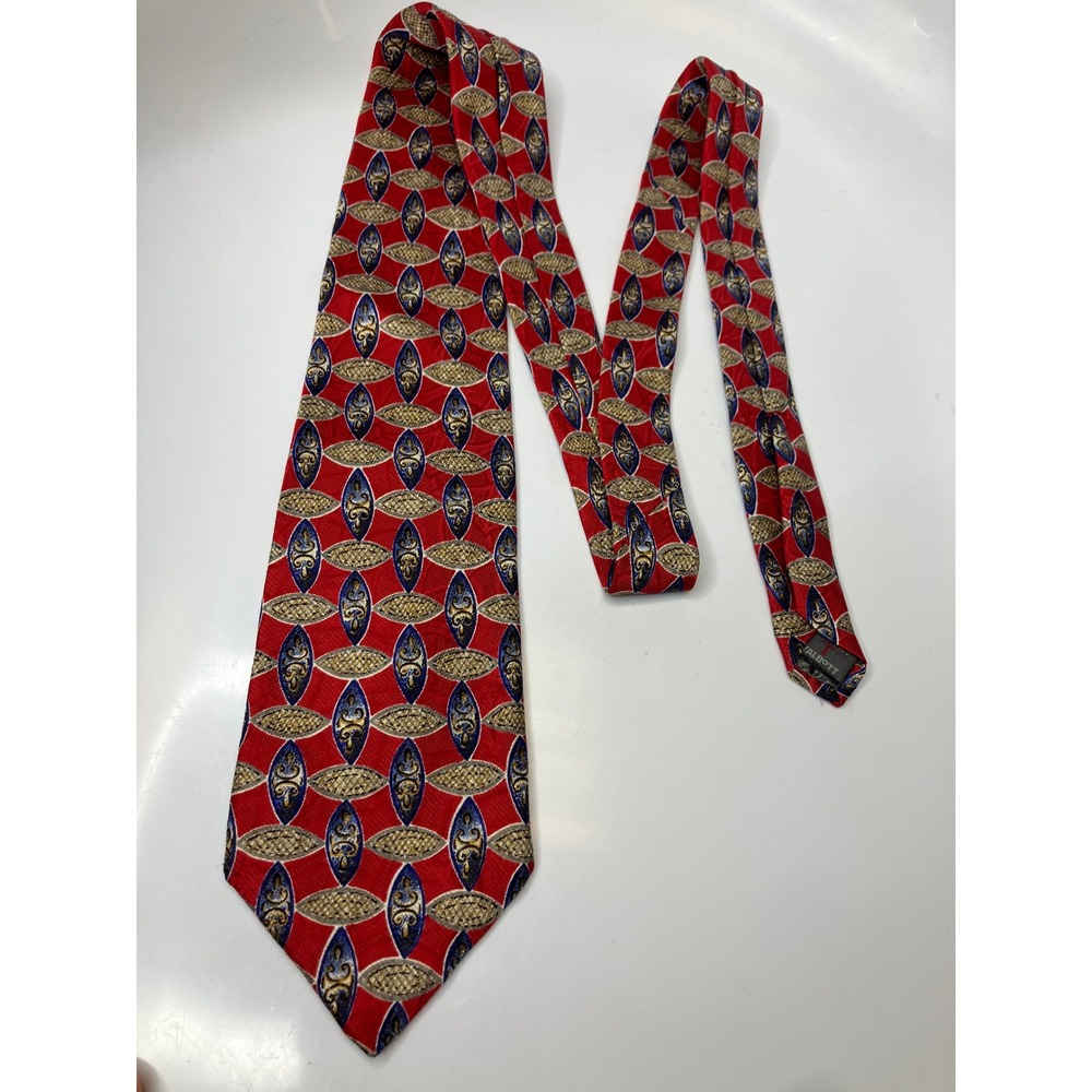 Robert Talbott Studio Tie Mens OS Red Excellent Silk Geometric Medallion USA